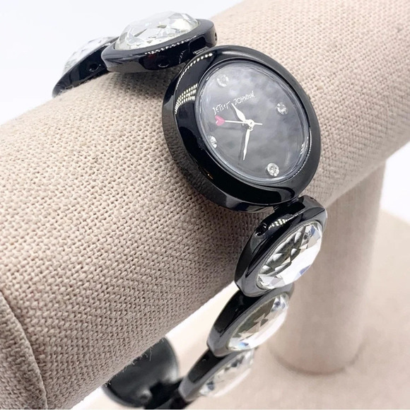 Betsey Johnson Black Jeweled Watch